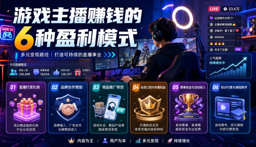 付费文章：游戏主播賺钱的6种盈利模式-洛柒笔记