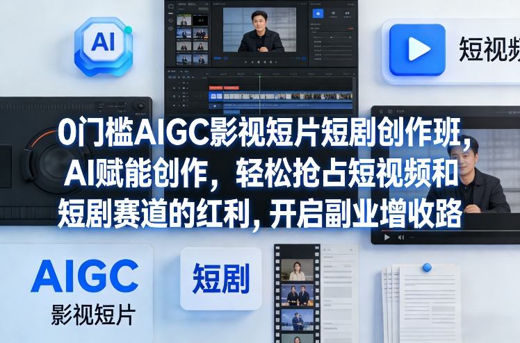 0门槛AIGC影视短片短剧创作班，AI赋能创作，轻松抢占短视频和短剧赛道的红利，开启副业增收路-洛柒笔记