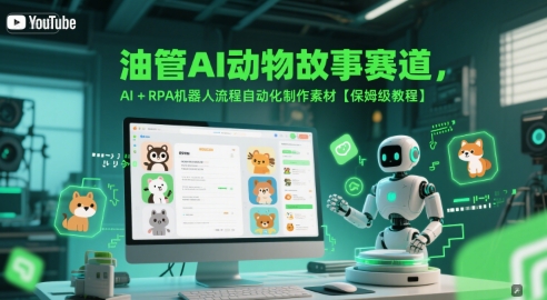 油管AI动物故事赛道，AI+RPA机器人流程自动化制作素材【保姆级教程】-洛柒笔记