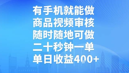 有手机就能做，商品视频审核，随时随地可做，二十秒钟一单，单日收益【揭秘】-洛柒笔记