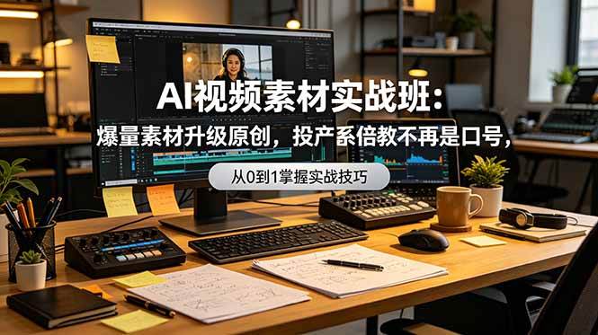 （19085期）AI视频素材实战班：爆量素材升级原创，投产翻倍不再是口号，0-1系统教学实战落地-洛柒笔记