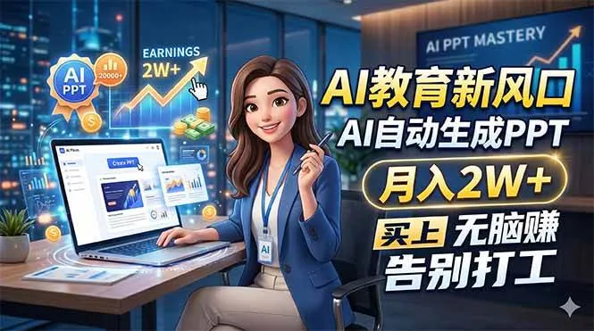 AI教育新风口，AI自动生成PPT，月入2W+，无脑赚，告别打工-洛柒笔记