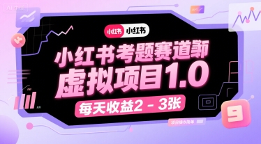 小红书考题赛道虚拟项目1.0，项目操作简单，每天收益2-3张-洛柒笔记