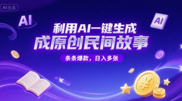 利用AI一键生成原创民间故事，无限制生成，条条爆款，日入多张-洛柒笔记