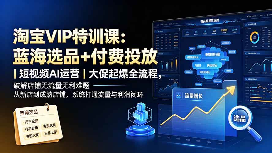 (19399期)淘宝VIP特训课:蓝海选品+付费投放|短视频AI运营|大促起爆全流程,破解店铺无流量无利润难题-洛柒笔记 (19399期)淘宝VIP特训课:蓝海选品+付费投放|短视频AI运营|大促起爆全流程,破解店铺无流量无利润难题-洛柒笔记