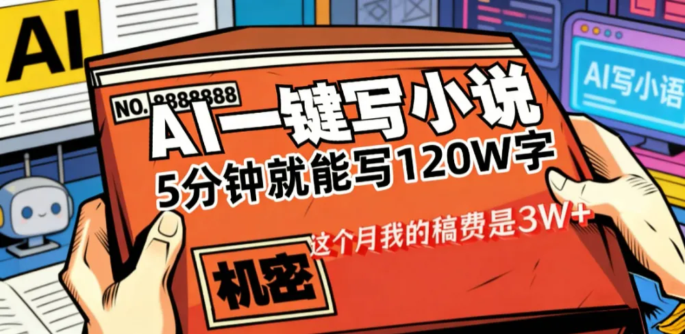 这个月我的稿费又是3W+，用AI写小说真的是太牛了，5分钟就能120W字-洛柒笔记