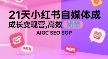 21天小红书自媒体成长变现营，高效 简单 AIGC SEO SOP-洛柒笔记