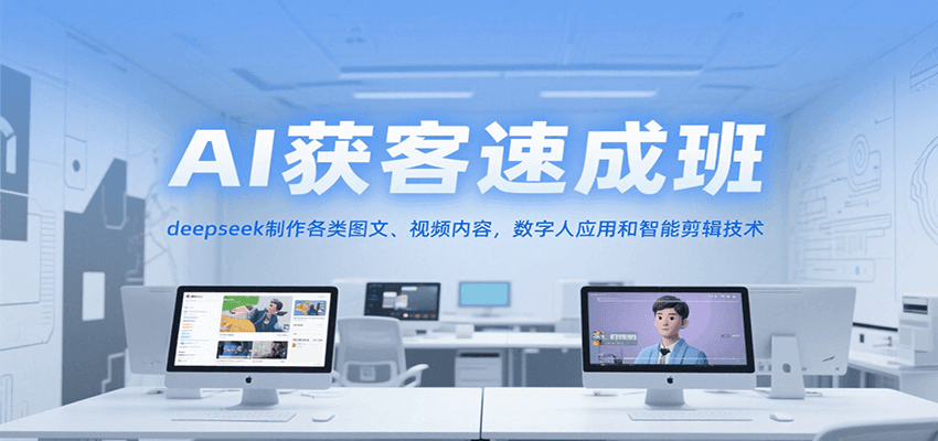 AI获客速成班，deepseek制作各类图文、视频内容，数字人应用和智能剪辑技术-洛柒笔记