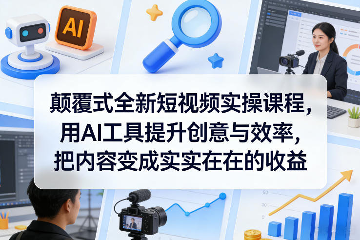 颠覆式全新短视频实操课程，用AI工具提升创意与效率，把内容变成实实在在的收益-洛柒笔记