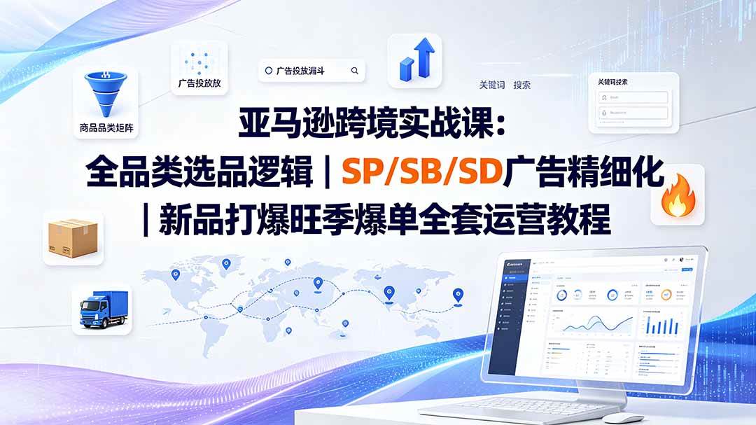 （19563期）亚马逊跨境实战课-更新：全品类选品逻辑｜SP/SB/SD广告精细化｜新品打爆旺季爆单全套运营教程-洛柒笔记