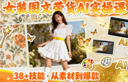 女装图文带货的AI实操课，覆盖38个实用技能，快速提升素材制作效率-洛柒笔记
