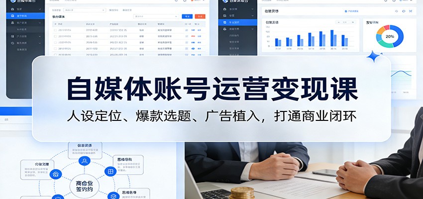 自媒体账号运营变现课：人设定位、爆款选题、广告植入，打通商业闭环-洛柒笔记