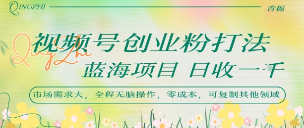 视频号创业粉打法，日入1k，蓝海项目，市场需求大，全程无脑操作，可复制-洛柒笔记