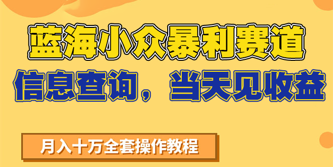 蓝海小众暴利赛道，信息查询，当天见收益，不讲玄学，7天搞了2万+-洛柒笔记
