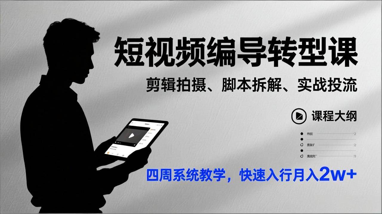 （17062期）短视频编导转型课，剪辑拍摄、脚本拆解、实战投流，四周系统教学，快速入行月入2w+-洛柒笔记