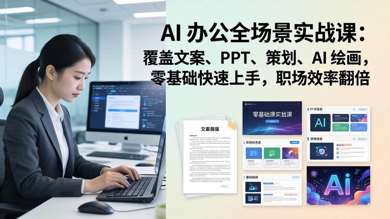 （17732期） AI 办公全场景实战课：覆盖文案、PPT、策划、AI 绘画，零基础快速上手，职场效率翻倍-洛柒笔记
