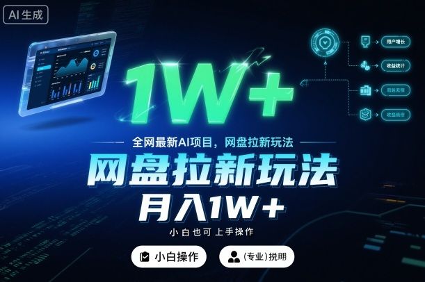 全网最新AI项目，网盘拉新玩法，小白也可上手操作，月入1W+-洛柒笔记