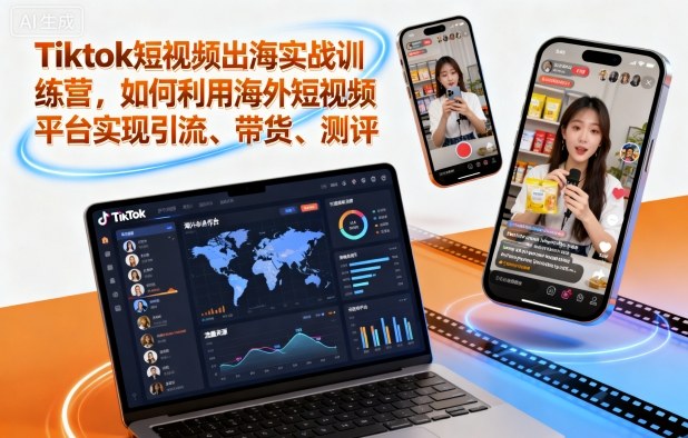 Tiktok短视频出海实战训练营，如何利用海外短视频平台实现引流、带货、测评-洛柒笔记
