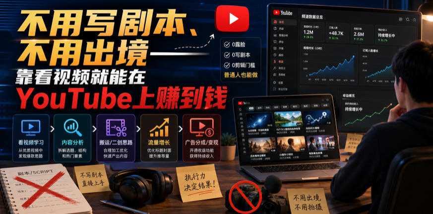 不用写剧本、不用出境——靠看视频就能在YouTube上賺到钱【原创双语字幕】-洛柒笔记