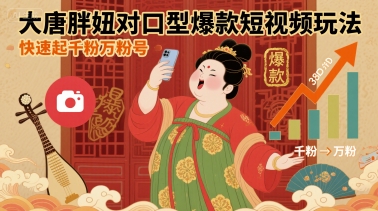 大唐胖妞对口型爆款短视频玩法，快速起千粉万粉号-洛柒笔记