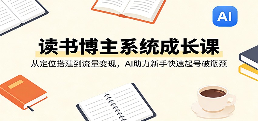 读书博主系统成长课：从定位搭建到流量变现，AI助力新手快速起号破瓶颈-洛柒笔记