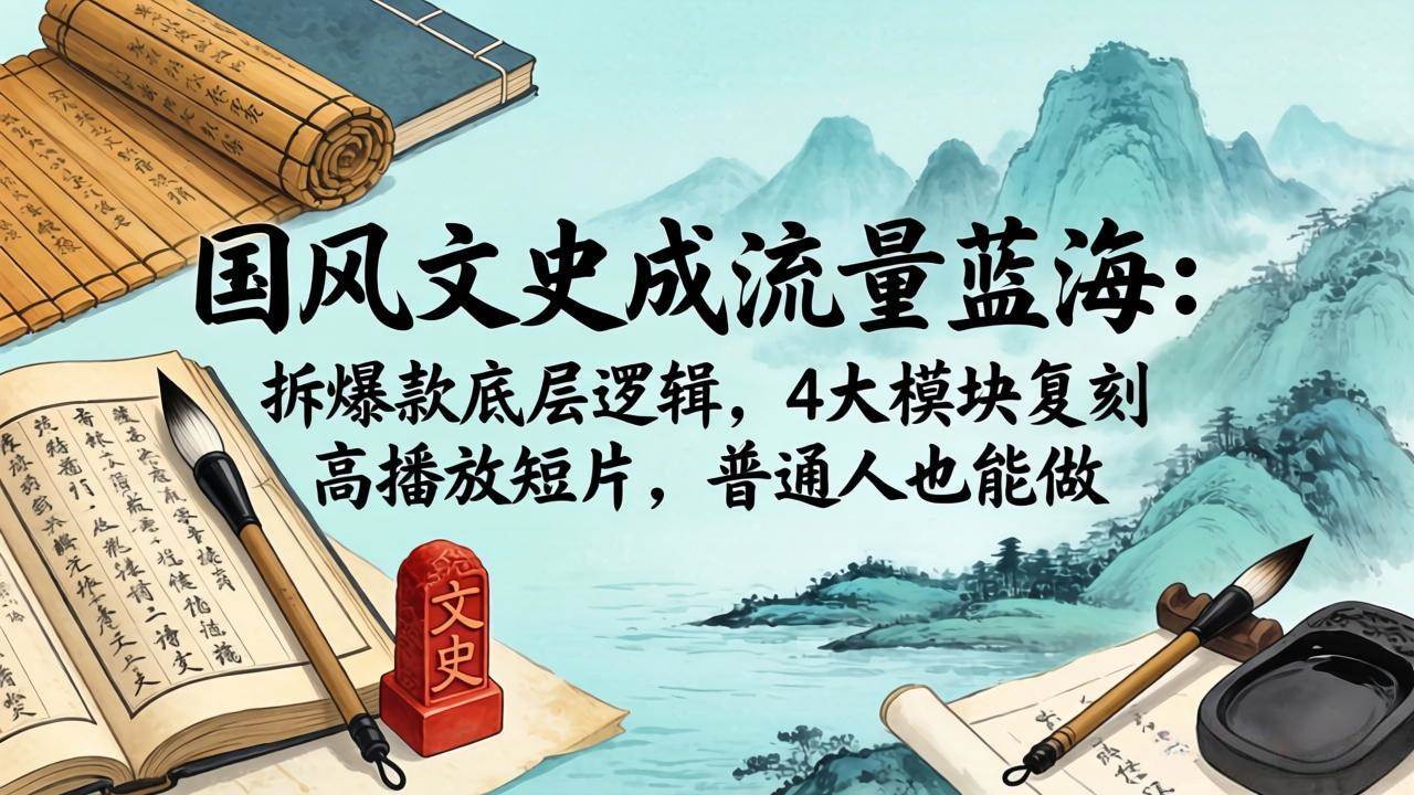 （18227期）国风文史成流量蓝海：拆爆款底层逻辑，4大模块复刻高播放短片，普通人也能做-洛柒笔记