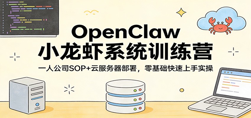 OpenClaw小龙虾系统训练营：一人公司SOP，云服务器部署，零基础快速上手实操-洛柒笔记