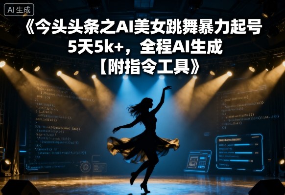 今日头条之AI美女跳舞暴力起号，5天1k+，全程AI生成【附指令工具】-洛柒笔记
