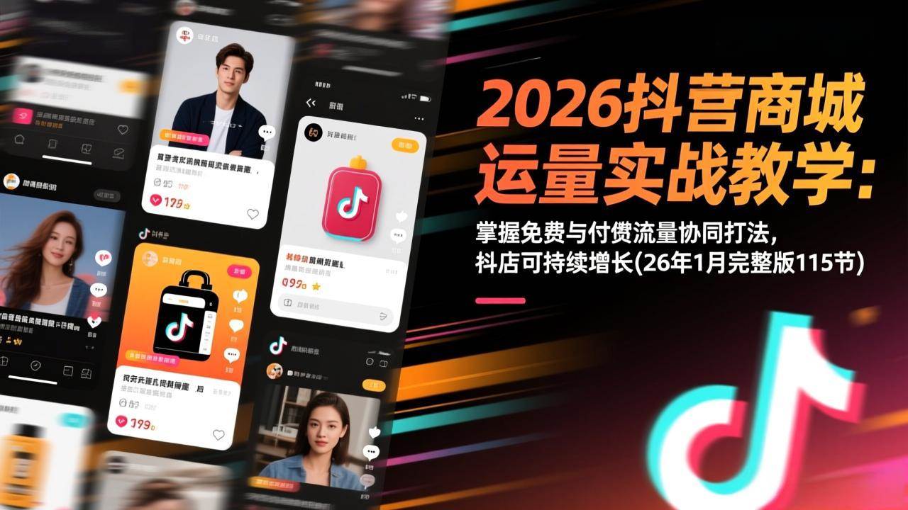 （17165期）2026抖音商城运营实战教学：掌握免费与付费流量协同打法，抖店可持续增长(26年1月完整版115节)-洛柒笔记