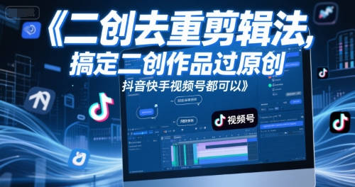 短视频二创去重剪辑法，搞定二创作品过原创，抖音快手视频号都可以-洛柒笔记