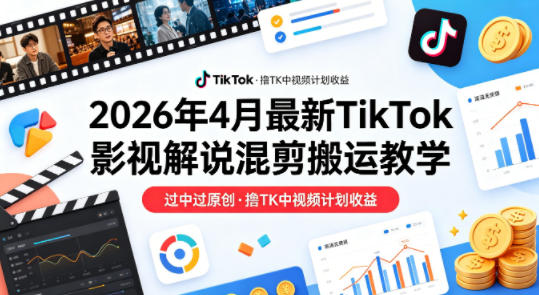 26年4月最新TikTok影视解说混剪搬运教学，过中过原创，撸TK中视频计划收益-洛柒笔记
