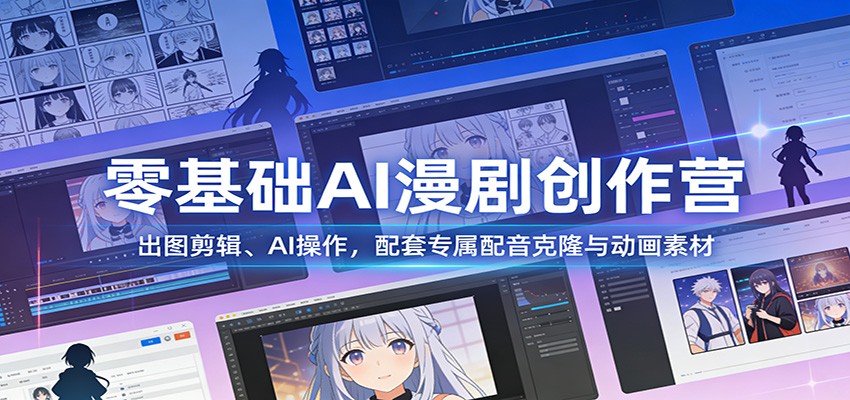 零基础AI漫剧创作营：出图剪辑、AI操作，配套专属配音克隆与动画素材-洛柒笔记