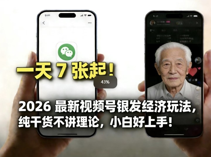 2026最新视频号银发经济玩法，轻松每天7张起，小白也可做-洛柒笔记