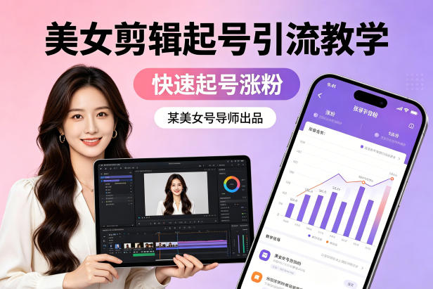 某美女号导师出品：美女剪辑起号引流教学，快速起号涨粉-洛柒笔记