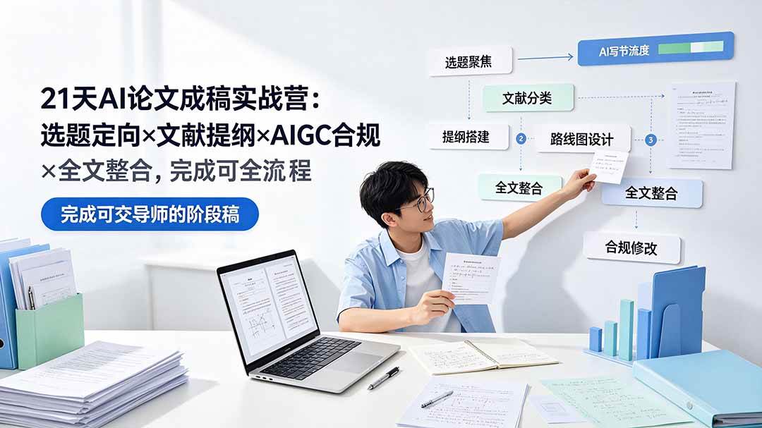 (19334期)21天AI论文成稿实战营:选题定向×文献提纲×AIGC合规×全文整合,完成可交导师的阶段稿-洛柒笔记 (19334期)21天AI论文成稿实战营:选题定向×文献提纲×AIGC合规×全文整合,完成可交导师的阶段稿-洛柒笔记