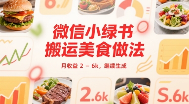 微信小绿书搬运美食做法 月收益 2-6k-洛柒笔记