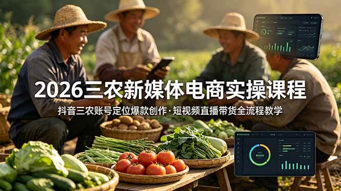 （18991期）2026三农新媒体电商实操课程：抖音三农账号定位爆款创作，短视频直播带货全流程教学-洛柒笔记