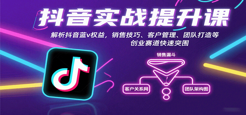 抖音实战提升课：解析抖音蓝v权益，销售技巧、客户管理、团队打造等创业赛道快速突围-洛柒笔记