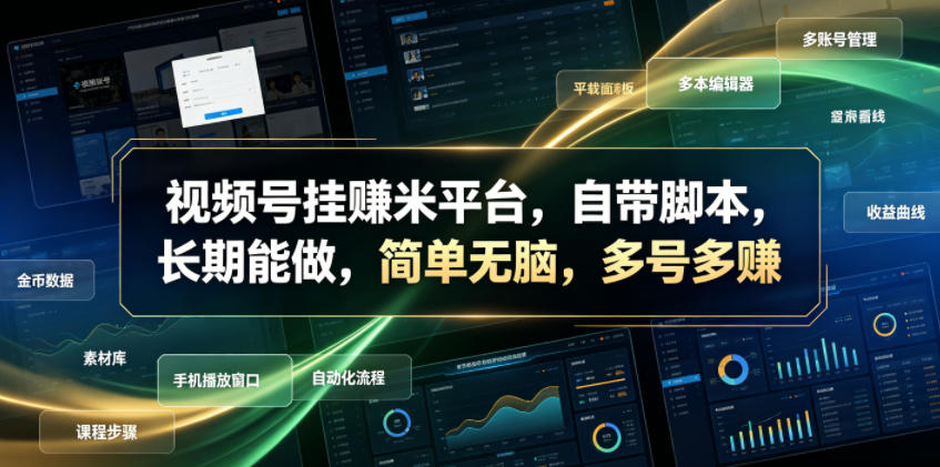 视频号挂賺米平台，自带脚本，长期能做，简单无脑，多号多賺【揭秘】-洛柒笔记