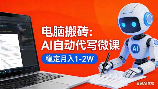 （17582期）电脑搬砖：AI自动代写微课，稳定月入1-2W，提供接单渠道，0门槛小白可做！-洛柒笔记