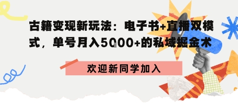 冷门暴利，超低成本复制古籍电子书，精准引流私域月销200+单-洛柒笔记