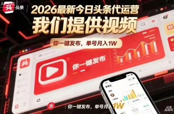 今日头条躺賺模式，你9我1，操作简单，一键发布，单机日入数百，长期合作-洛柒笔记