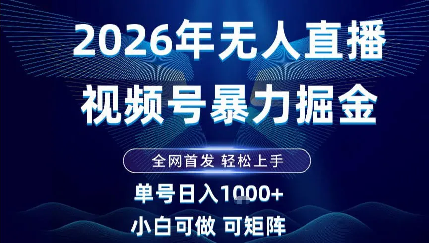 2026最新视频号无人直播掘金，全网首发，小白可以玩，长期稳定日入1k+-洛柒笔记