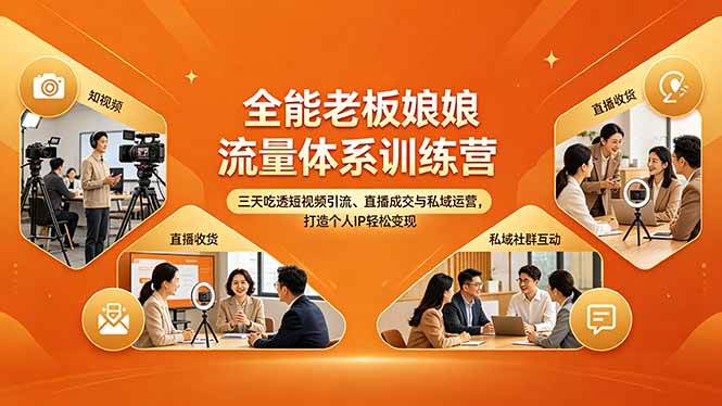 （18187期）全能老板娘流量体系训练营，三天吃透短视频引流、直播成交与私域运营，打造个人IP轻松变现-洛柒笔记