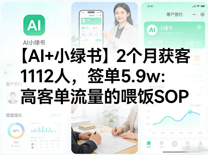 【AI+小绿书】2个月获客1112人，签单5.9w：高客单流量的喂饭SOP-洛柒笔记