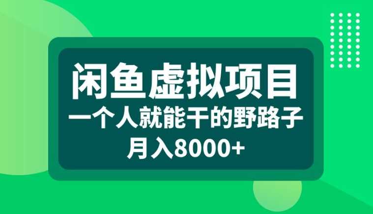 闲鱼虚拟项目，一个人就可以干的野路子，月入8000+-洛柒笔记