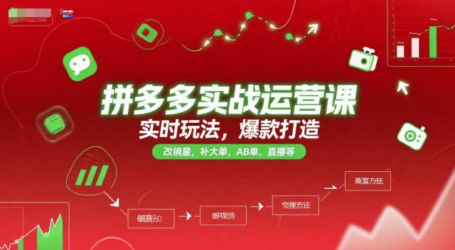 拼多多实战运营课，实时玩法，爆款打造，改销量，补大单，AB单，直播等（更新2025月）-洛柒笔记