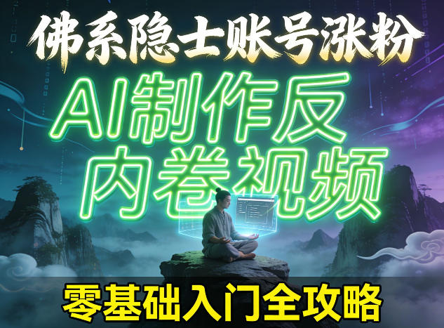 佛系隐士账号涨粉，AI制作反内卷视频，零基础入门全攻略-洛柒笔记