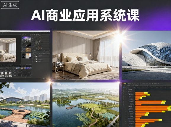 AI商业应用系统课，室内-软装-建筑-景观，智能设计+效果图+动画画实战-洛柒笔记
