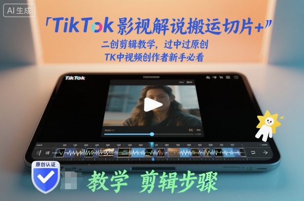 TikTok影视解说搬运切片+二创剪辑教学，过中过原创，TK中视频创作者新手必看-洛柒笔记